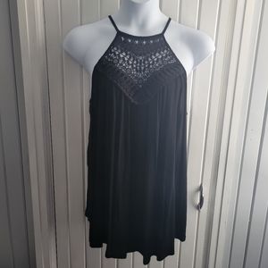 Black Crochet Neck Tank